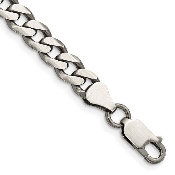 Kazi Luxury Sterling Silver Antiqued 7mm Curb Chain
